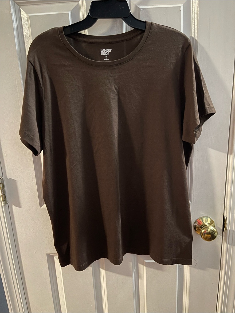 Lands' End Women’s Crewneck T-Shirt in Chocolate Brown
